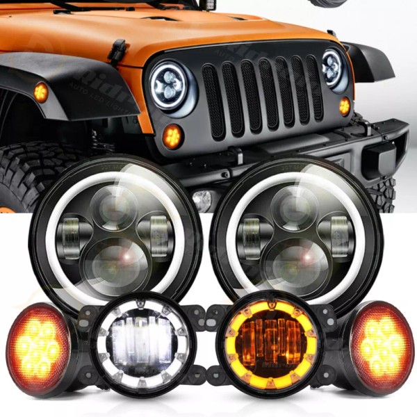 RIDROID 2007-2018 For Jeep Wrangler JK 7'' Round LED Headlights