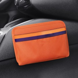 Accmor Car Side Pocket Organizer, PU Leather Car Tray Pouch Car Seat Gap Filler Organizer, Coin Key Phone Sunglasses Holder for Car Door, Window, Console, Seat,Orange