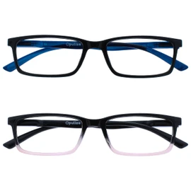 Opulize Sea Glasses Blue Light Filter Slim Frame Spring Hinges Improve Sleep Computer Glasses Gaming Anti-Glare Men Women B9, Black/Black to Pink