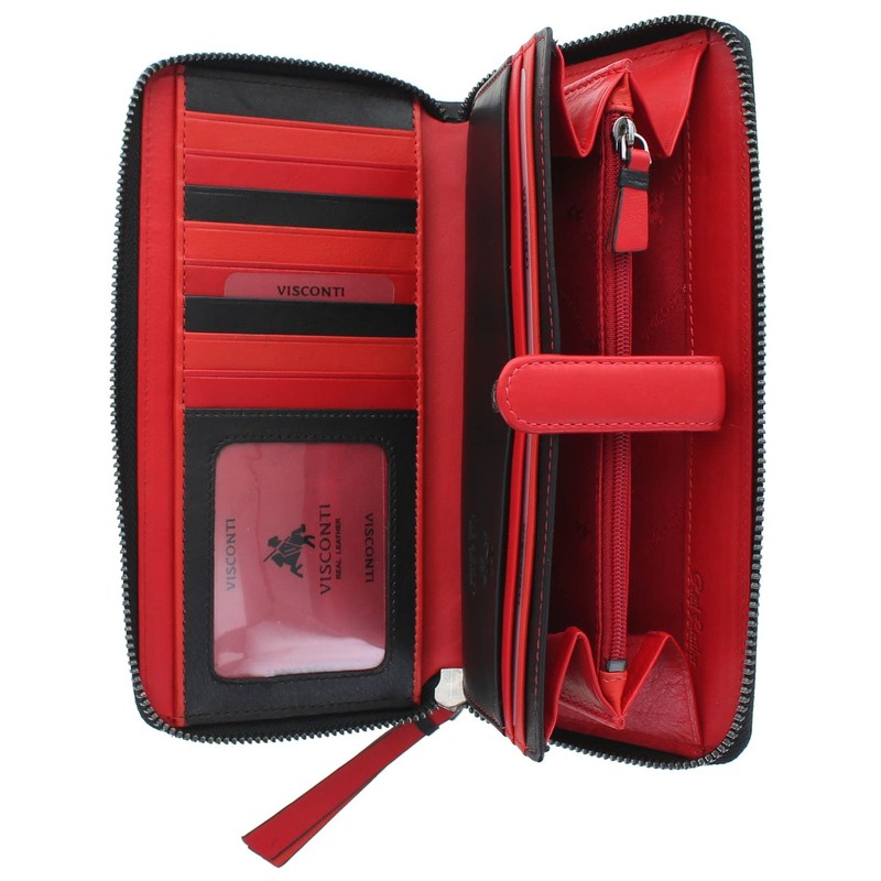VISCONTI Bora Bora Collection Amour Leather Zip Wallet RFID Blocking