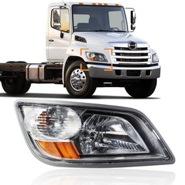 Headlight fit for 2011+ Hino 238 258 268 338 Truck Right Passenger Side Gray Housing Headlamp (Silver Painted)