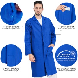 BWOLF 100% Cotton Work Coat Men's Blue Work Coat Men's Blue Work Coat Work Coat for Craftsmen, blue, 48