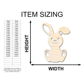 Unfinished Wood Cute Bunny Shape Easter Spring Kids Craft up to 46" DIY 36" / 1/2"