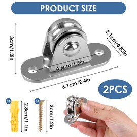 2 Pack Pulleys Stainless Steel Clothesline Silent Bearing Sliding Rollers, Used for Sports And Fitness, Sunshade Accessories, Pulley Systems, Heavy Object Handling and Moving