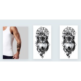 Temporary Wolf Tattoo Animal Tattoo Arm Tattoo XQB088x2 2 Sheets