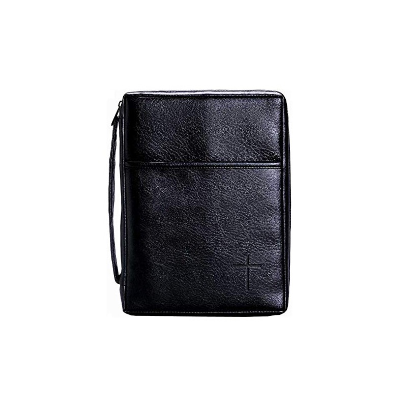 Dicksons Soft Black Embossed Cross with Front Pocket Leather Look