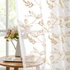 Woaboy Curtains Taupe Leaves Pattern Voile Curtains with Eyelets Living