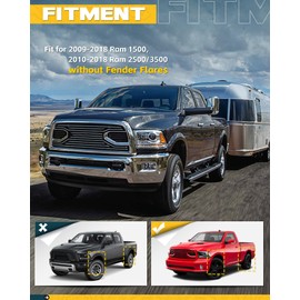 Trumgeta 4PCS Upgraded Truck Mud Flaps Fit for Ram 1500 2009-2018/2010-2018 Ram 2500 3500 Without OEM Fender Flares Adjustable Splash Guards Mudflaps for Pickup Trucks