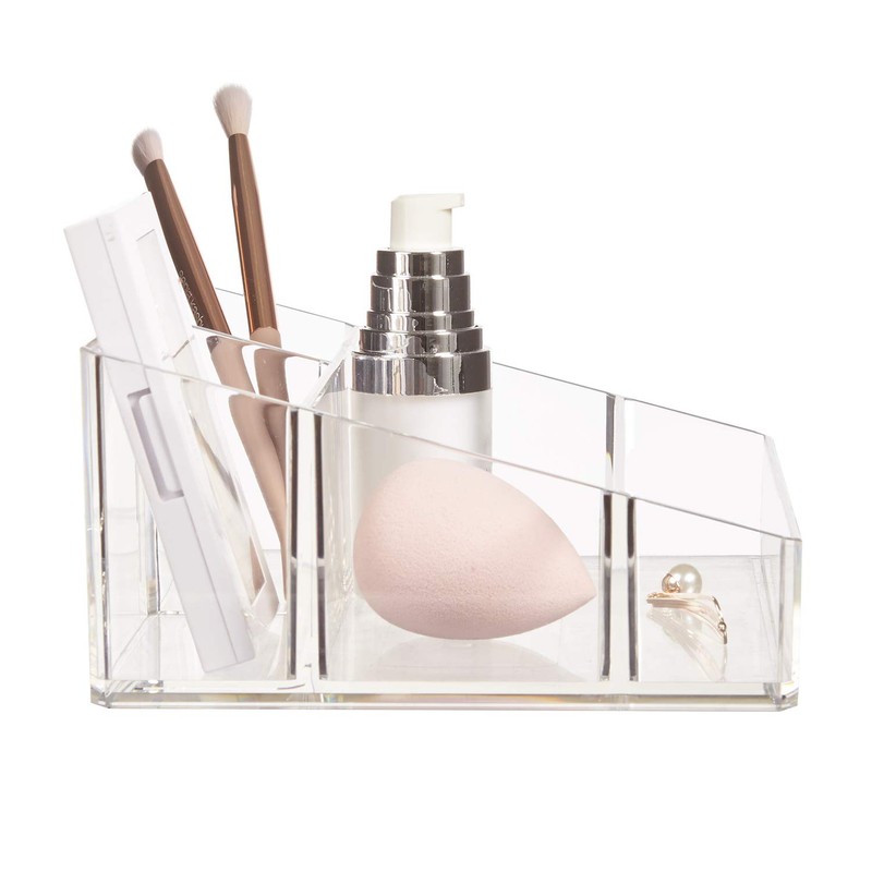 STORi Clear Plastic Small Countertop Vanity Makeup Organizer, Compact Rectangular
