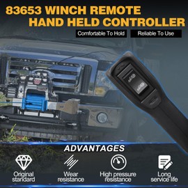 B.ZSSY 83665 Winch Hand Held Remote Compatible with Truck Winch Remote Control Plug-in 12 Foot Connector Cable Wire Fit for All Winch Control Packs with 3 or 5 Wire Round Plugs