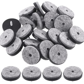 Keadic 20Pcs Screw-on Furniture Felt Pads Bulk Set, 1-1/2"(38mm) Dia Round Slider Glide Floor Protector for Wooden Furniture Chair Tables Leg Feet (Black)
