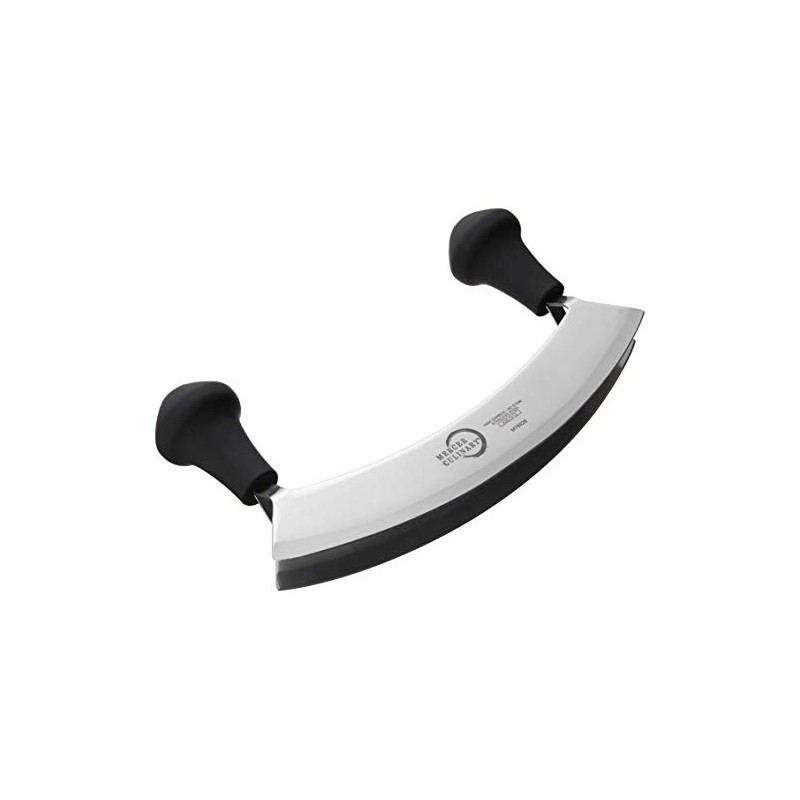 Mercer Culinary Double Blade Rocking Mezzaluna Knife with 2 Knob