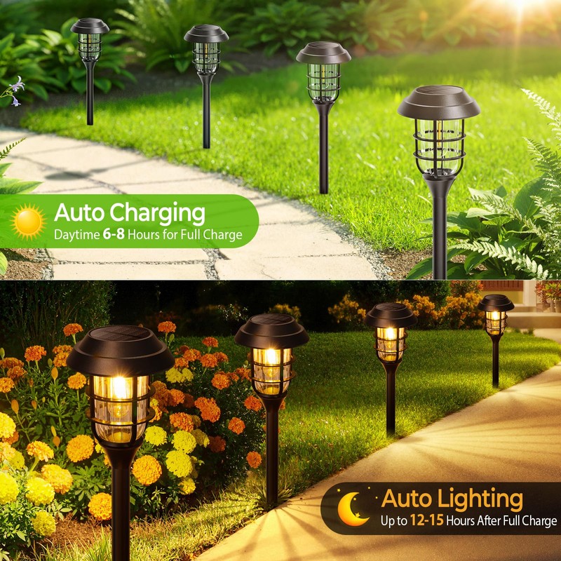 LETMY Solar Pathway Lights Outdoor, 8 Pack Bright Solar Lights