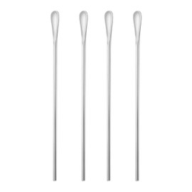 Cuchara agitadora de café de 21,8 cm, acero inoxidable plateado 304# palitos de remoción de café, redondo sólido mango largo, barra de mezcla de té helado para bebidas de té helado, juego de 4 unidades