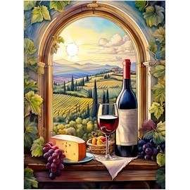 Wine Themed Tuscany Vineyard Pattern A1139 Accent Tile Mural Kitchen Bathroom Wall Backsplash Behind Stove Range Sink Splashback One Tile 8"x10" Ceramic, Glossy