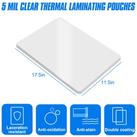 HERKKA 200 Pack Laminating Pouches, Hold 11 x 17 Inch Sheet, 5 Mil Clear Thermal Laminating Paper 11.5 x 17.5 Inch, Round Corner