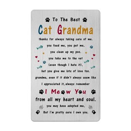 Gezxin Christmas Card for Cat Grandma - Cat Grandmother Birthday Gifts for Cat Lover Valentines Mother's Day Easter Stuff