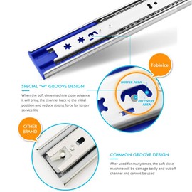 6 Pairs of 12 Inch Hardware 3-Section 100 LB Capacity Soft Close Ball Bearing Side Mount Drawer Slides