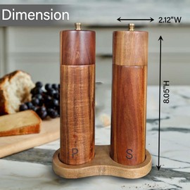 N NELIT Premium Wood Salt and Pepper Grinder Set - Adjustable Coarseness, Refillable Mills with Ceramic & Stainless - Steel Core - Pepper Mill Grinder - Kitchen Salt and Pepper Shaker – Set of 2