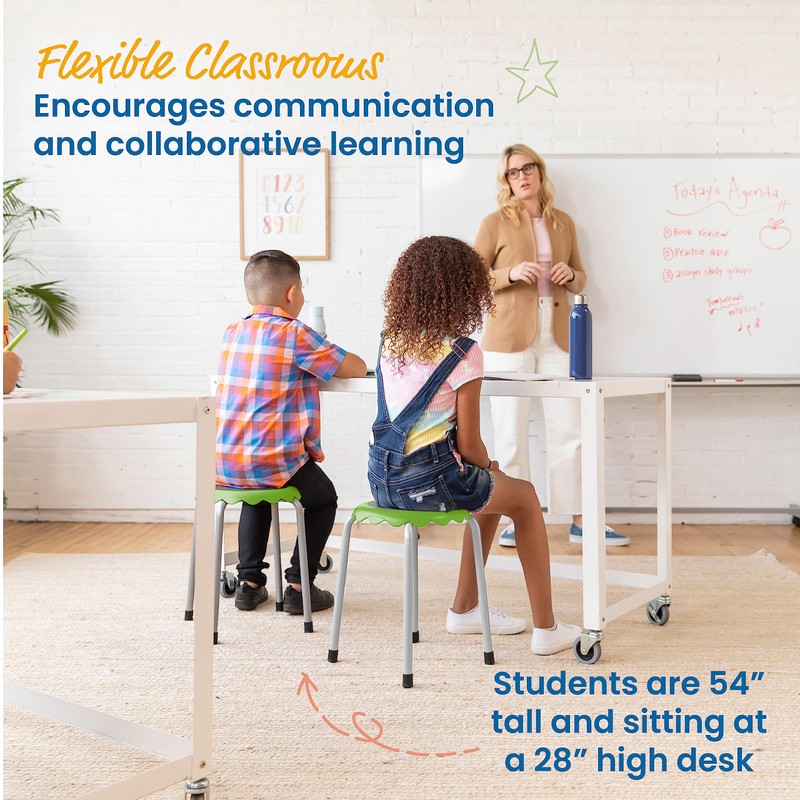 ECR4Kids Daisy Stackable Stool Set, Flexible Seating, Grassy Green, 8-Piece