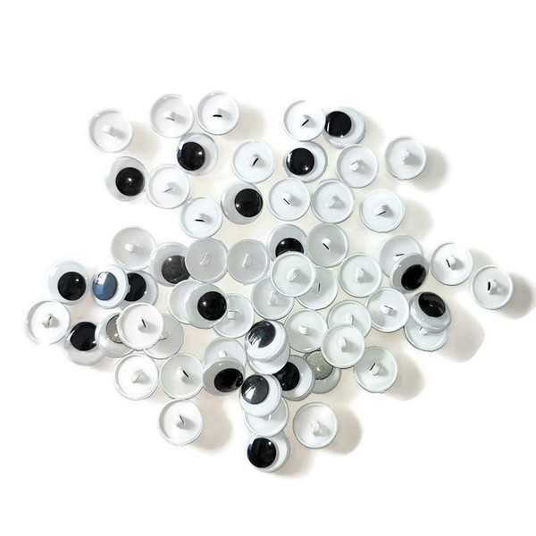 100 Pcs Sew On Googly Wiggle Eyes Button for DIY Crafts Stuffed Plush Dolls Making Scrapbooking Projects (8mm)