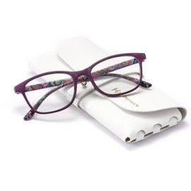 HAITONGCR Lightweight Ladies' Square-Frame Blue Light Blocking Reading Glasses for Women Purple 2.0 R1107