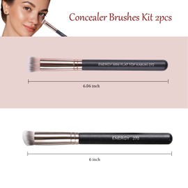 ENERGY Under Concealer Brushes Set Premium Makeup Brush Kit Flat Top Concealer Brush Angled Precise Under Eye Primer Corrector Makeup Applicator for Liquid Cream Powder Eyeshadow Concealer Foundation Blending Stippling 270 272