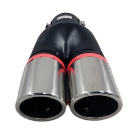 Double Exhaust Trim Tailpipe Exhaust Universal Sound Vapor Double Tailpipe Trim Sport Sport Exhaust Trim Stainless Steel Round up to 54 mm Chrome AutoHobby