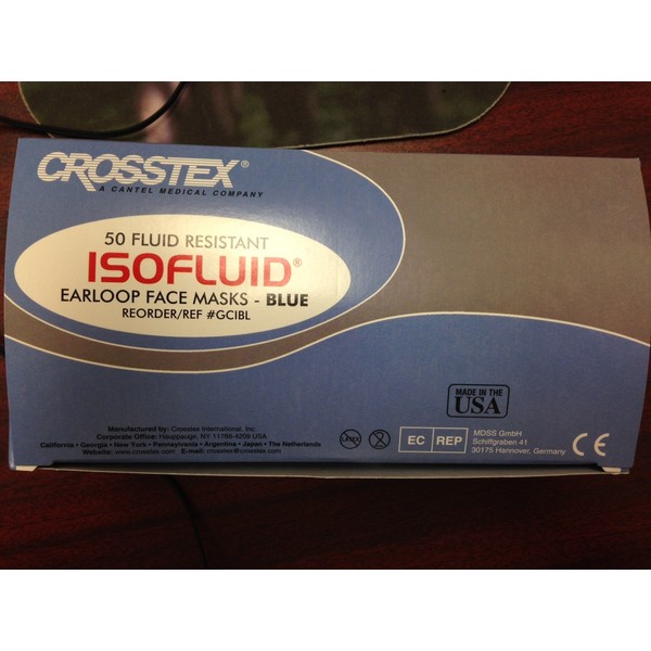 CROSSTEX [GCIBL] EARLOOP FACE MASKS (BLUE) - CASE OF 250