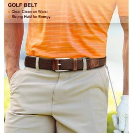 BULLIANT Belt for Men 2Pack,Mens Gift Stretch Braided Web Belt Elastic for Casual Golf Jeans,1 3/8"(Black/Deep Brown,52"-56" Waist Adjustable)