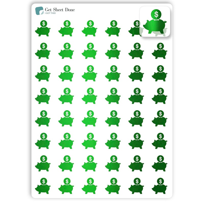 Payday Planner Stickers / 54 Gold Foiled Vinyl (1/2”) /Pay