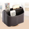 PU Leather Remote Control Holder 360 Degree Spinning Desk Organizer