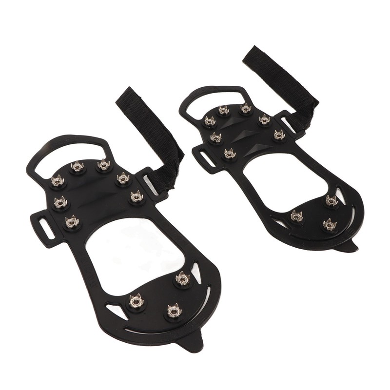 1pair Ice Cleats 10 Teeth Rubber Stainless Steel Foldable Anti
