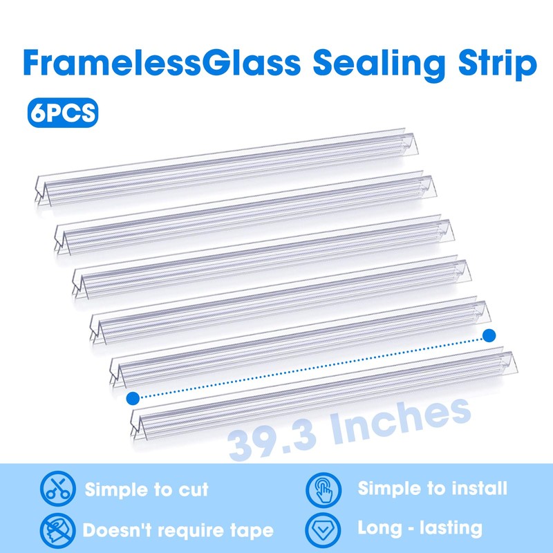 39 inch Shower Door Bottom Seal, 6 Pack Frameless Glass