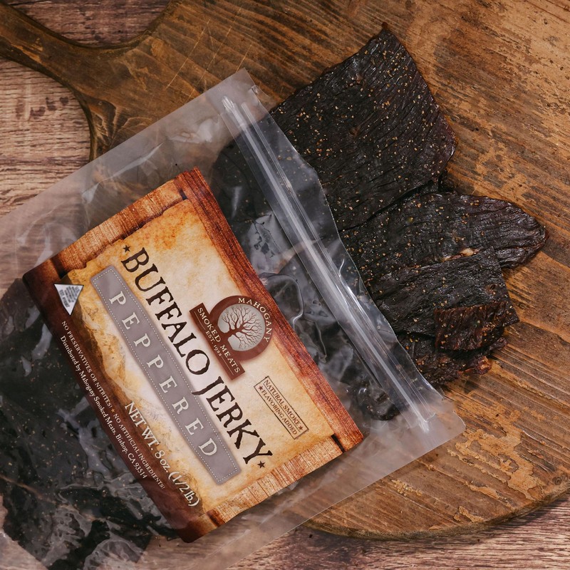 Mahogany Smoked Meats: Peppered Buffalo Jerky - 8oz