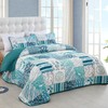 Dinjoy Summer Nautical Ocean Quilt Set King Size, Beige Blue