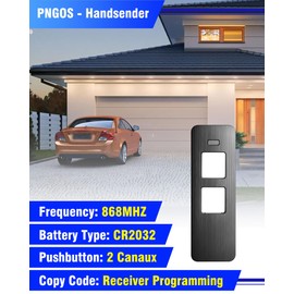 868MHz Remote Control for Sommer Pearl Twin S10019-00001, for Sommer Pearl Vibe 4018V0004/4019, 2 Channels, Roll Code, Hansender for 4015862001900 Garage Door Remote Control Transmitter