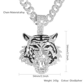 LCWLJL Hip-hop Cuban Chain, Rhinestone Pendant Necklace Jewelry For Men，Men's Fashion Jewelry，Women's Jewelry, Large, Acrylic, Diamond