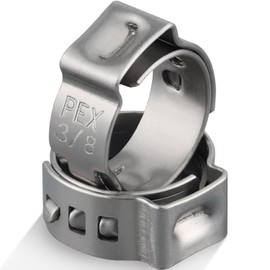 OURU 150 Pack 3/8 Inch Pex Clamps,304 Stainless Steel Pex Cinch Clamps Stepless Pex Crimp Rings PEX fittings Pinch Clamps,Single Ear Hose Clamps for Pex Tubing Pipe