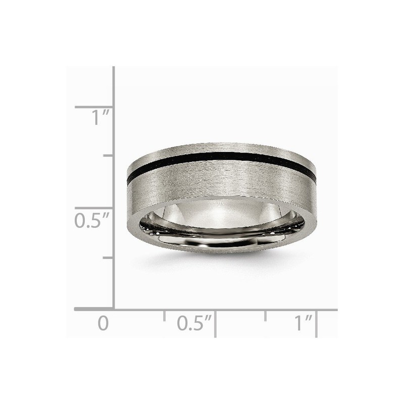 Solid Titanium Black Rubber Flat 7mm Matte Brushed Finish Wedding