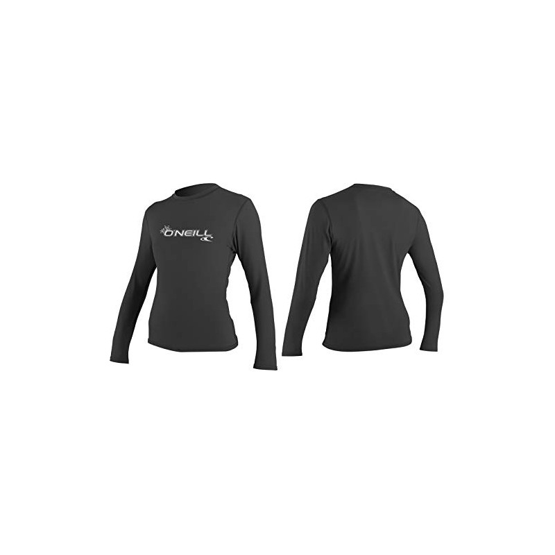 O'Neill Wetsuits Women's Basic Skins Long Sleeve Rash Vest, Black,