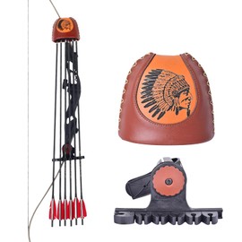 SPG Adjustable Archery Arrow Quiver - Leather Quiver Arrow Holder with Quick Shoot System Longbow Recurve Bow Quiver 4/6 Arrows Hanged Arrow Case for Hunting Shooting Practice(6 Arrows)