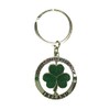 Metal Spinner Keychain With Green Glitter Lucky Shamrock