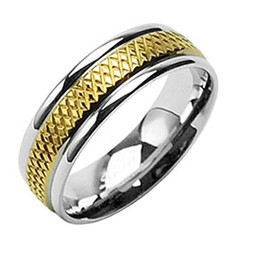 Tapsi´s Coolbodyart® Finger Ring Stainless Steel Cross Groove Gold Silver 47 (15) - 72 (23), Stainless Steel