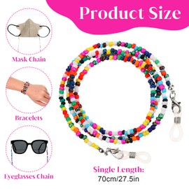 8 PCS Beaded Eyeglass Chains for Women, Colorful Acrylic & Wire Glasses Necklace Holder with Anti-Slip Silicone Tips Face Mask Chains Around Neck Acrylic Eye Glasses Hanger Keeper Clamp Necklace Strap