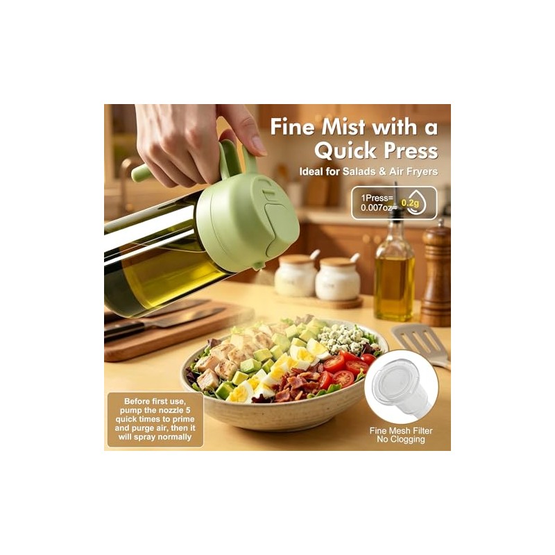 Poshetion 2 in 1 Olive Oil Sprayer - Light-Proof Glass