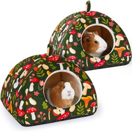 Hedgeink Guinea Pig Bed Set of 2 - Washable Hamster House with Soft Mats, Rabbit Hideout with Non-Slip Base, Small Animal Cave for Hedgehog, Chinchilla, Ferret