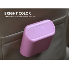Ginsco 2 Pack Mini Car Trash Can with Lid, Small Car Garbage Can, Cute Leakproof ABS Trash Bin, Auto Accessories for Interior, Garbage Bin for Home, Office with 120pcs Trash Bags Pink