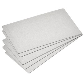sourcing map Blank Metal Card 85 x 50 x 0.4 mm Plating 201 Stainless Steel Plate Silver Tone Pack of 5