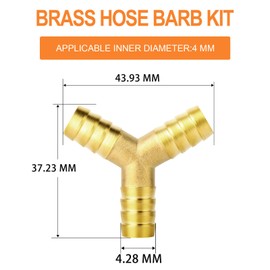 GASHER 10Pcs 4mm Brass Hose Barb, 3-Way Y-Shaped Hose Fitting Intersection/Lquid/Fuel/Air
